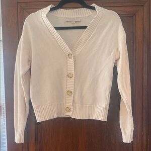 LOFT Ivory Button-Up Cardigan